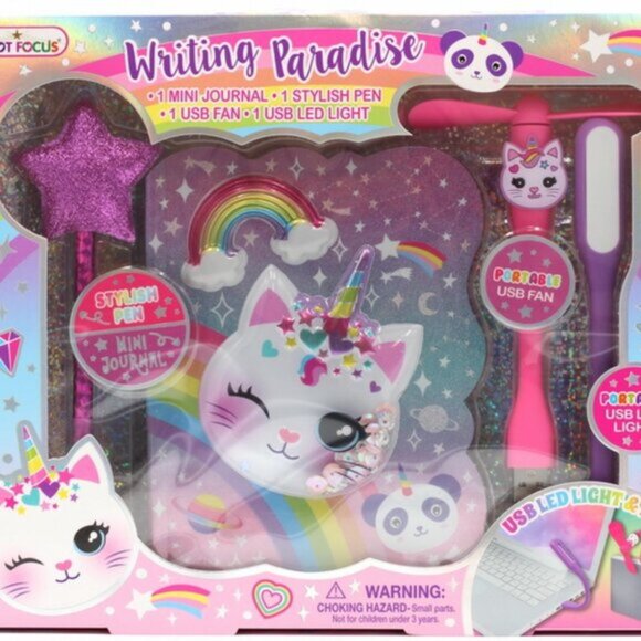 Hot Focus Writing Paradise Caticorn Style Journal and Accessories Set New In Box - Picture 3 of 13